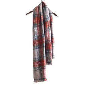 Love & Lore Preppy Soft Cozy Long Thick Plaid Flannel Fringe Wrap Scarf Pink